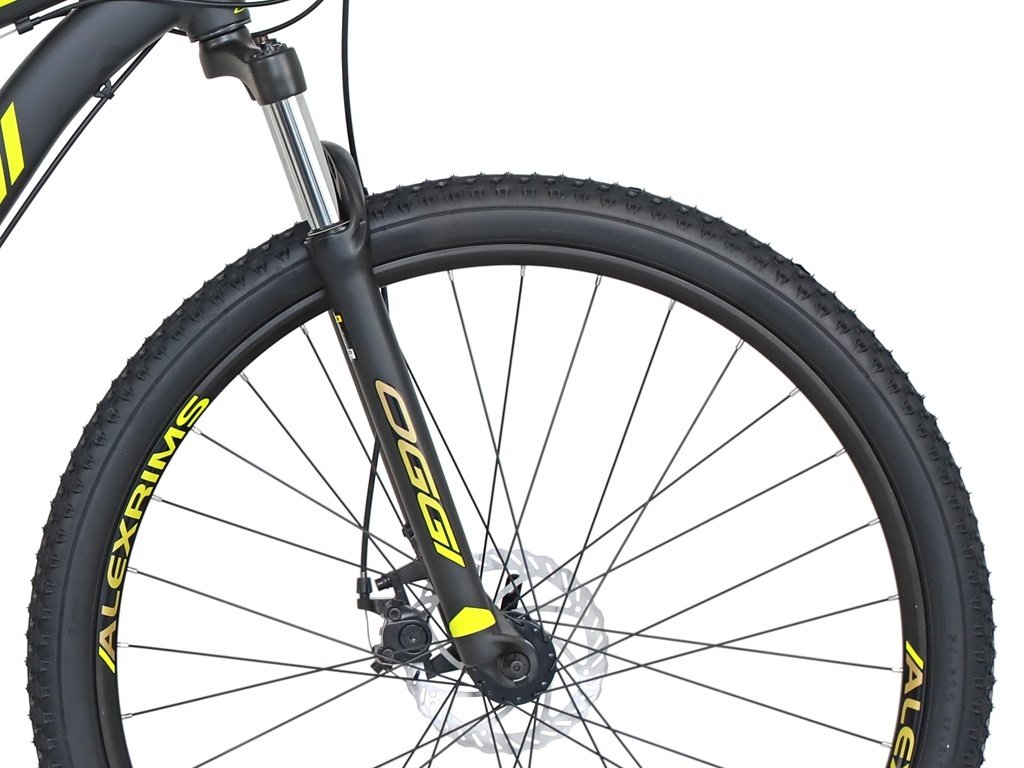 Bicicleta Oggi Hacker Sport Aro 29 Preto/Amarelo/Dourado