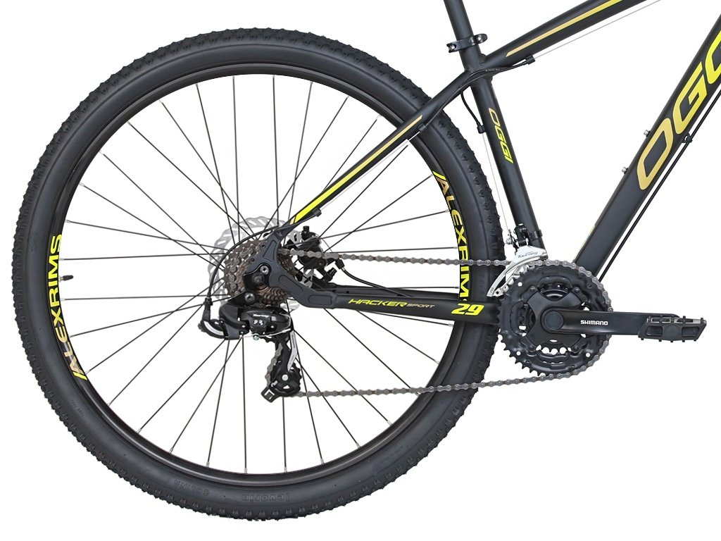 Bicicleta Oggi Hacker Sport Aro 29 Preto/Amarelo/Dourado