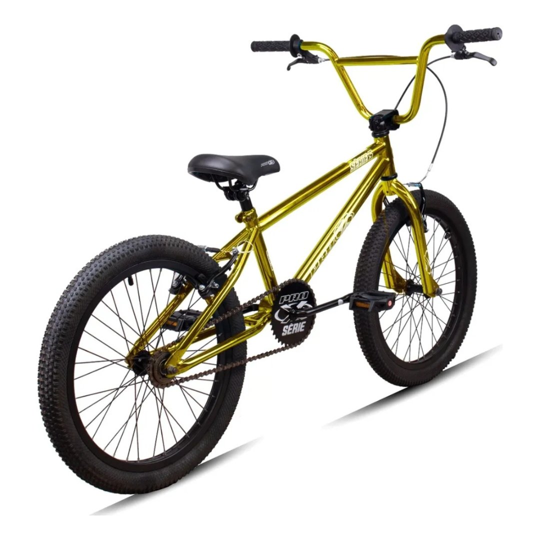 Bicicleta BMX Pro-X Serie 5 Cromo Dourada Aro 20